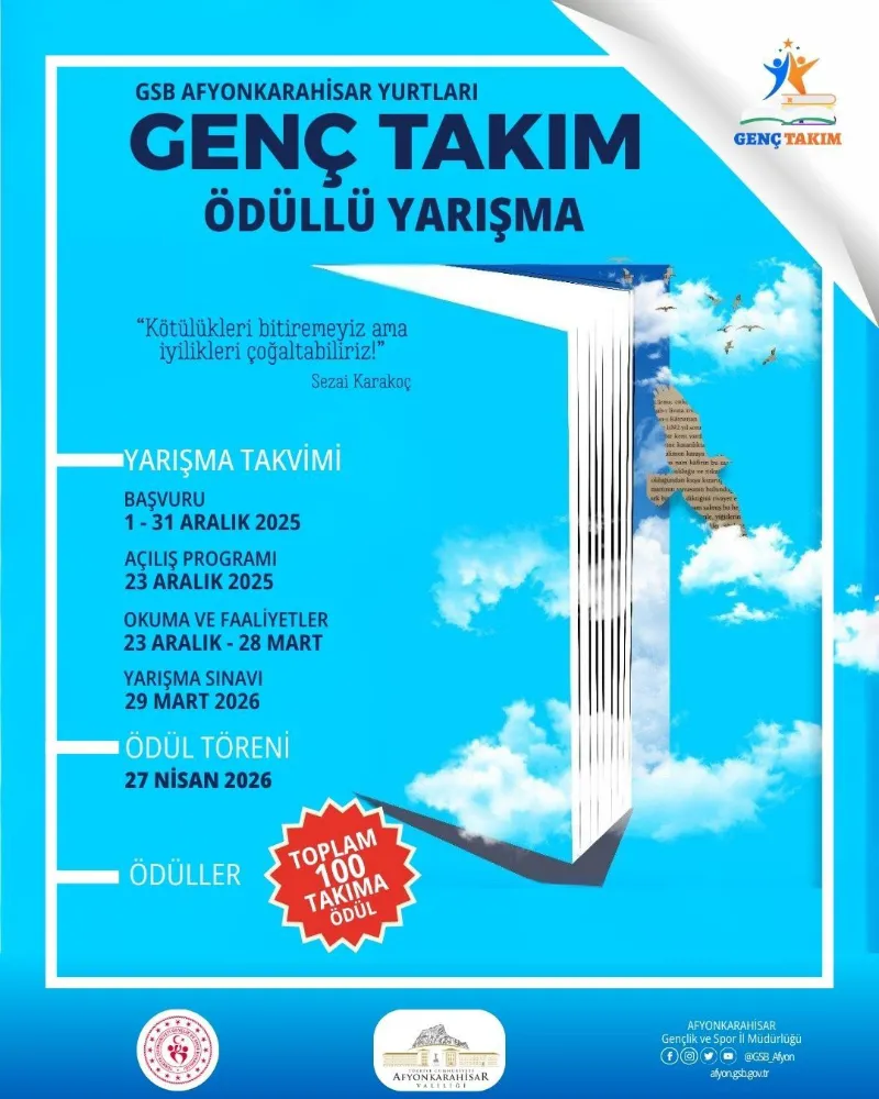 GSB Afyonkarahisar Yurtlarında Ödüllü Yarışma Projesi “Genç Takım” Başlıyor